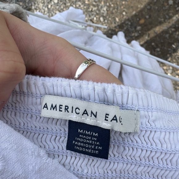 American Eagle Outfitters White Eyelet Off-Shoulder Peplum Top - Picture 5 of 5